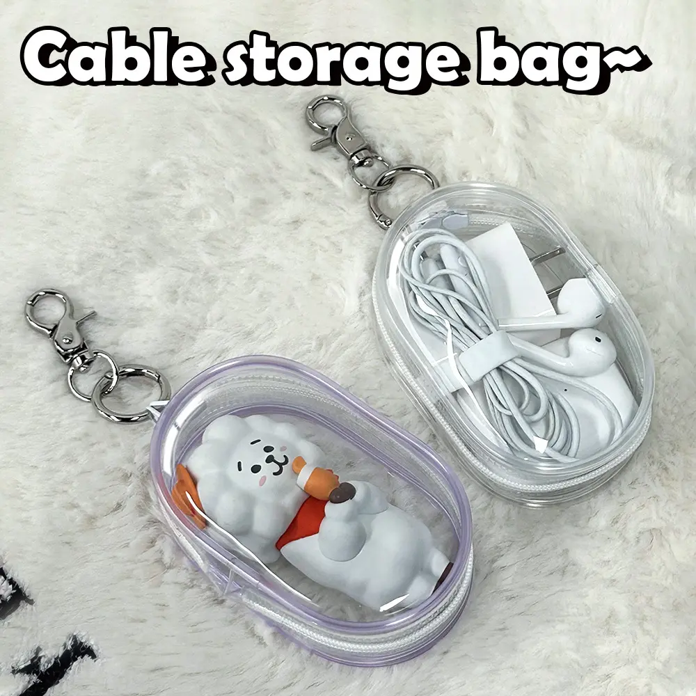 Keychain Dustproof Bag Organizer Transparent Mystery Box For Travel Earphones Children