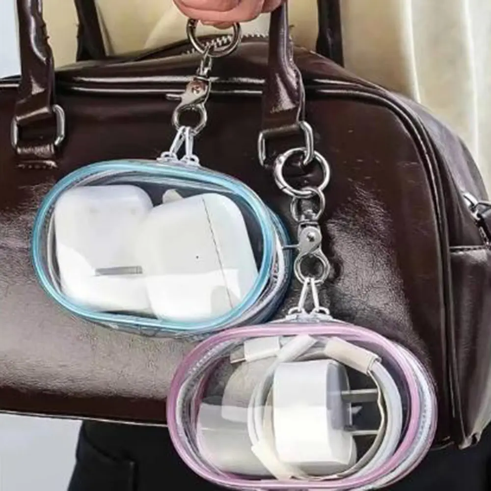 Keychain Dustproof Bag Organizer Transparent Mystery Box For Travel Earphones Children