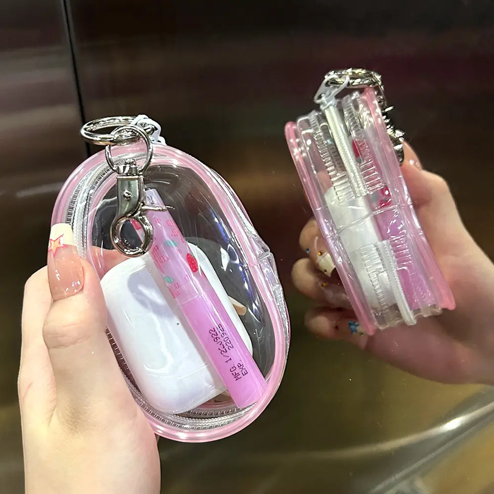 Keychain Dustproof Bag Organizer Transparent Mystery Box For Travel Earphones Children