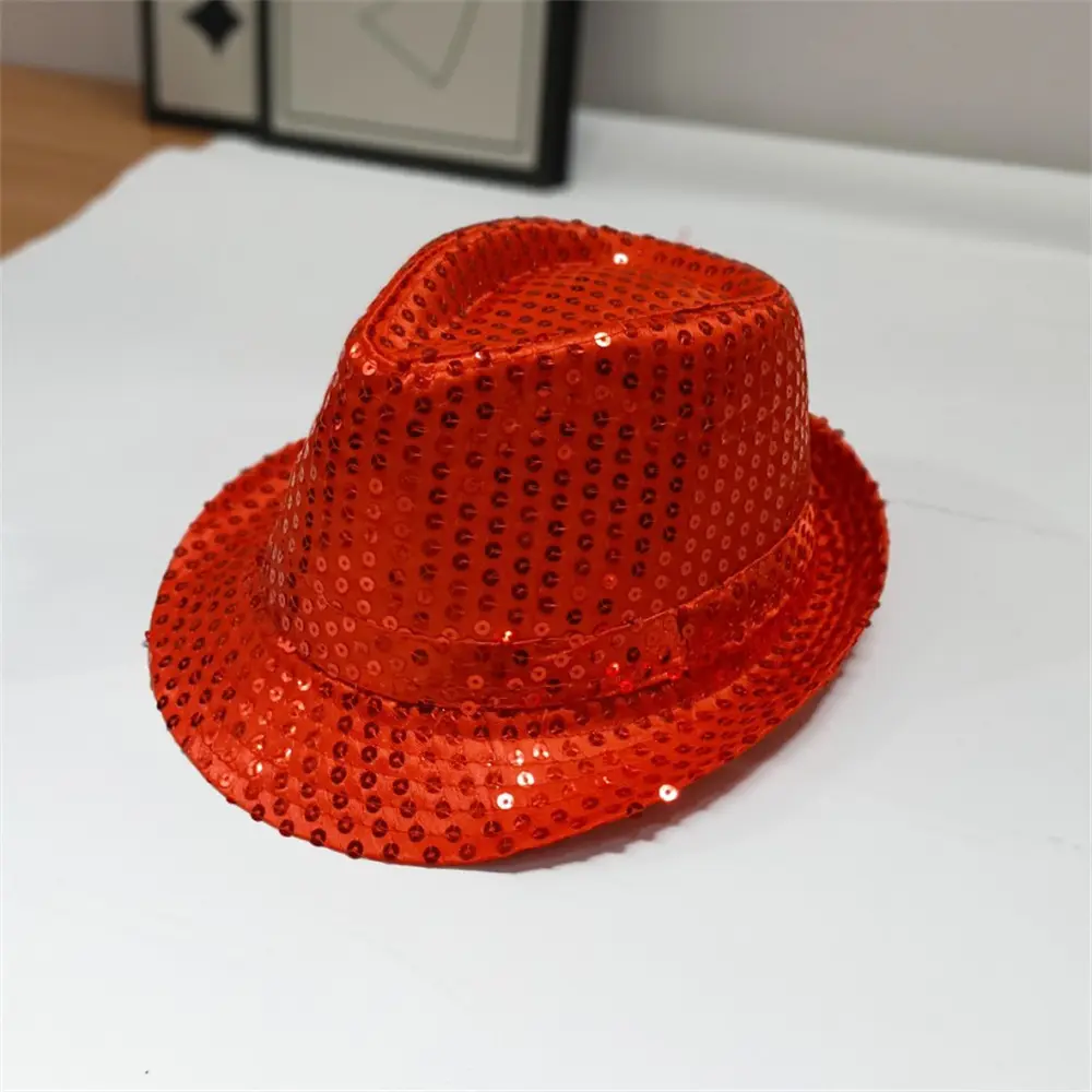 Street Dance Jazz Hat Sequined Cowboy Hat Party Prop Hats Sparkling Sequined Top Hat For Street Dance Dance Performance Costume