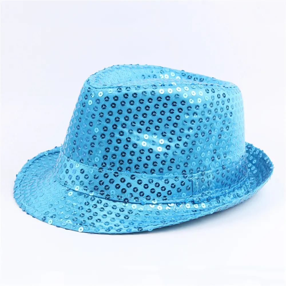 Street Dance Jazz Hat Sequined Cowboy Hat Party Prop Hats Sparkling Sequined Top Hat For Street Dance Dance Performance Costume