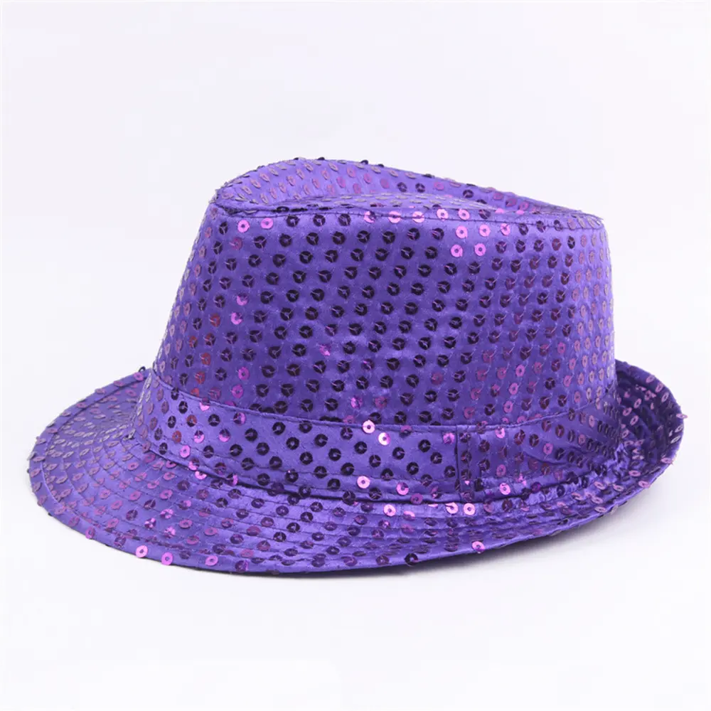 Street Dance Jazz Hat Sequined Cowboy Hat Party Prop Hats Sparkling Sequined Top Hat For Street Dance Dance Performance Costume