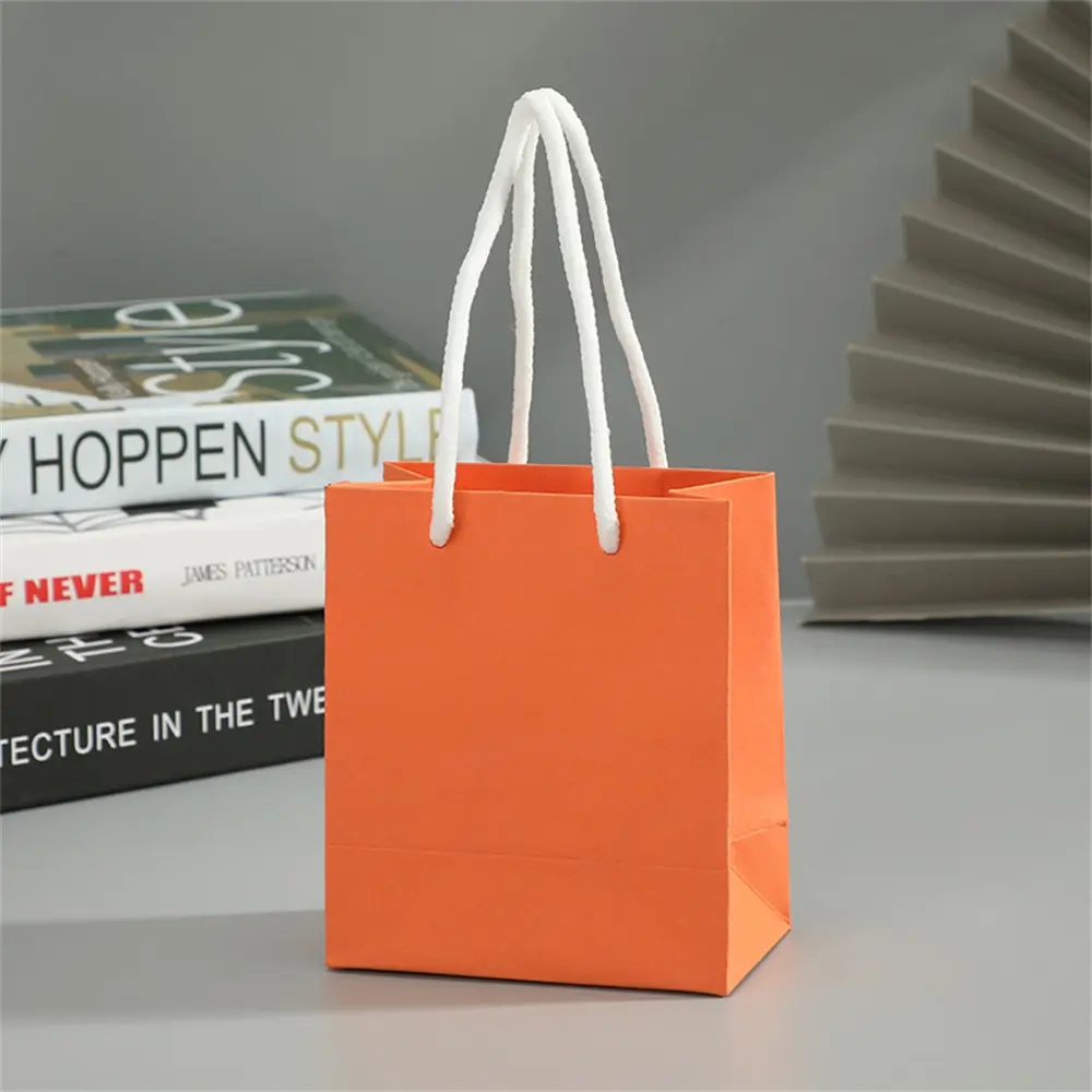 Colored Kraft Paper Bags Hand-Held Paper Bags Rectangular Gift Candy Colorful Shopping Bags Party Birthday Supplies Shopping Bag