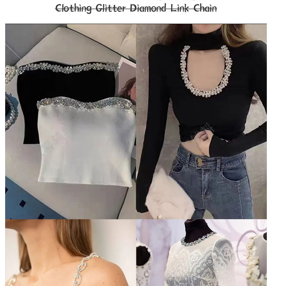 Rhinestone Chain with Artificial Pearl Pendant Fancy Silver Gold Base Claw Sew On Clothes Strass Crystal Rhinestone Garment DIY