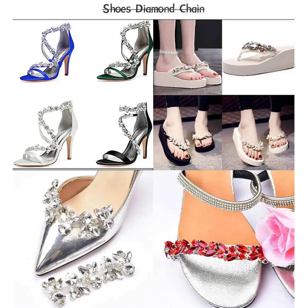 Rhinestone Chain with Artificial Pearl Pendant Fancy Silver Gold Base Claw Sew On Clothes Strass Crystal Rhinestone Garment DIY