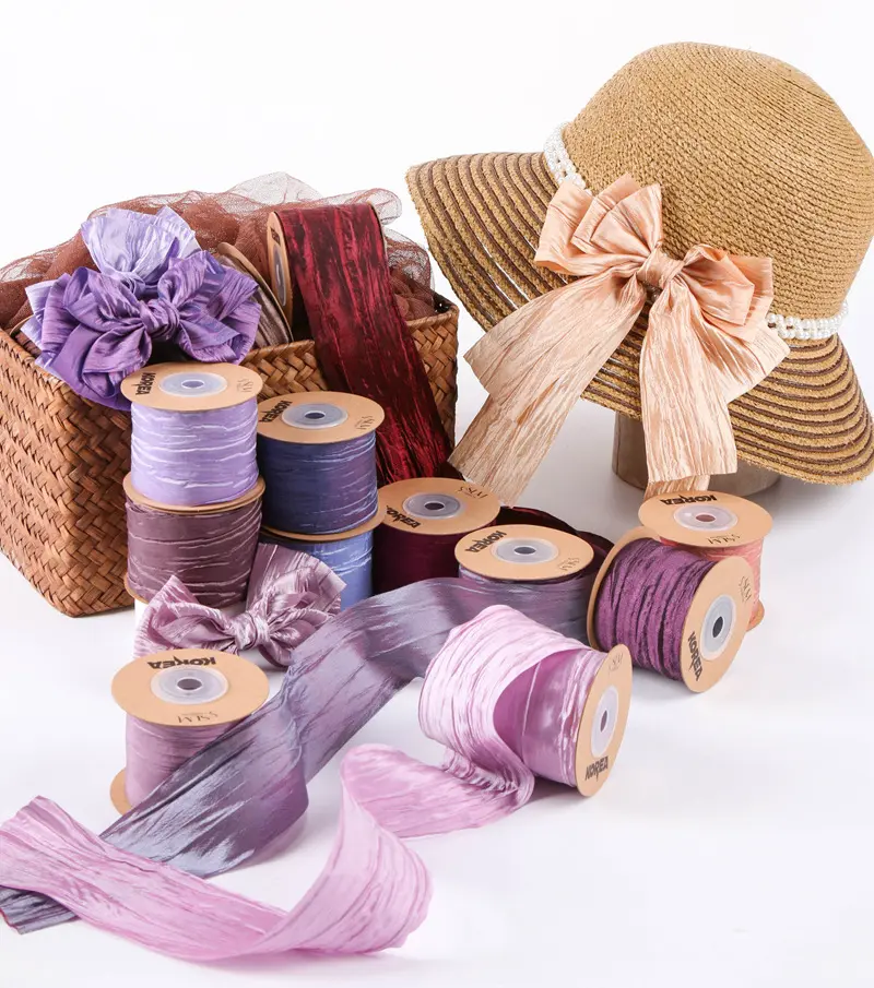 Craft Ribbon 5cm Pleated Ribbon Dreamlike Color Ribbon 10yards/Roll Diy Hair Accessories For Baby Shower Mother'S Day Birthday