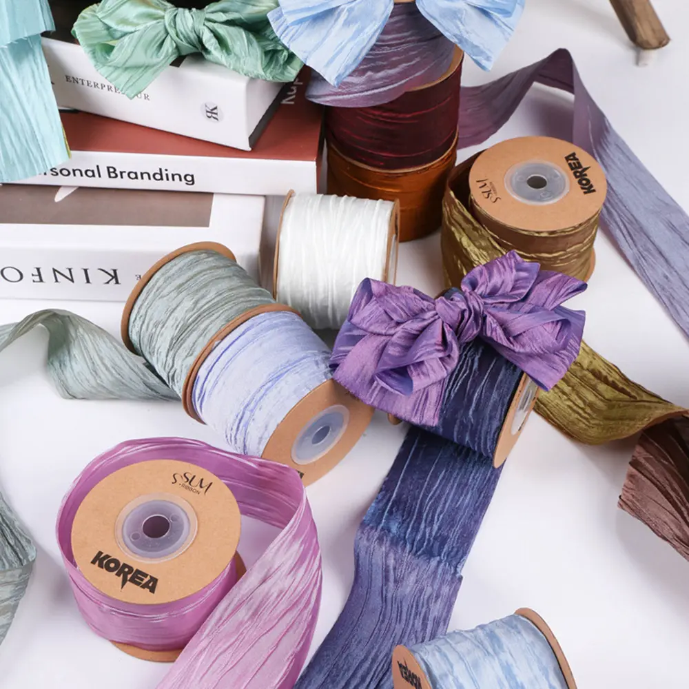 Craft Ribbon 5cm Pleated Ribbon Dreamlike Color Ribbon 10yards/Roll Diy Hair Accessories For Baby Shower Mother'S Day Birthday