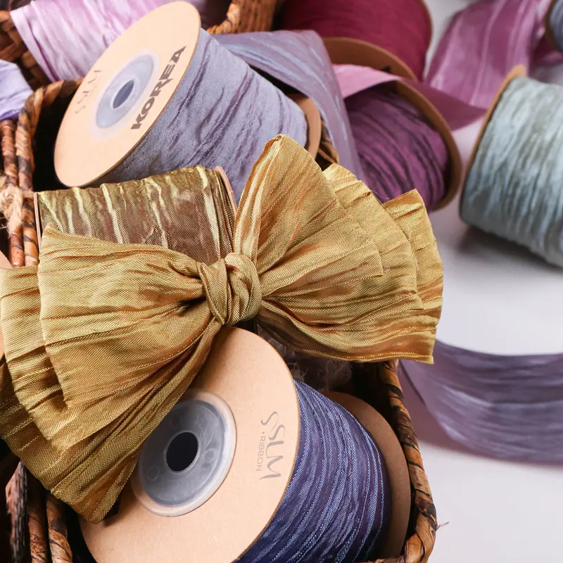 Craft Ribbon 5cm Pleated Ribbon Dreamlike Color Ribbon 10yards/Roll Diy Hair Accessories For Baby Shower Mother'S Day Birthday