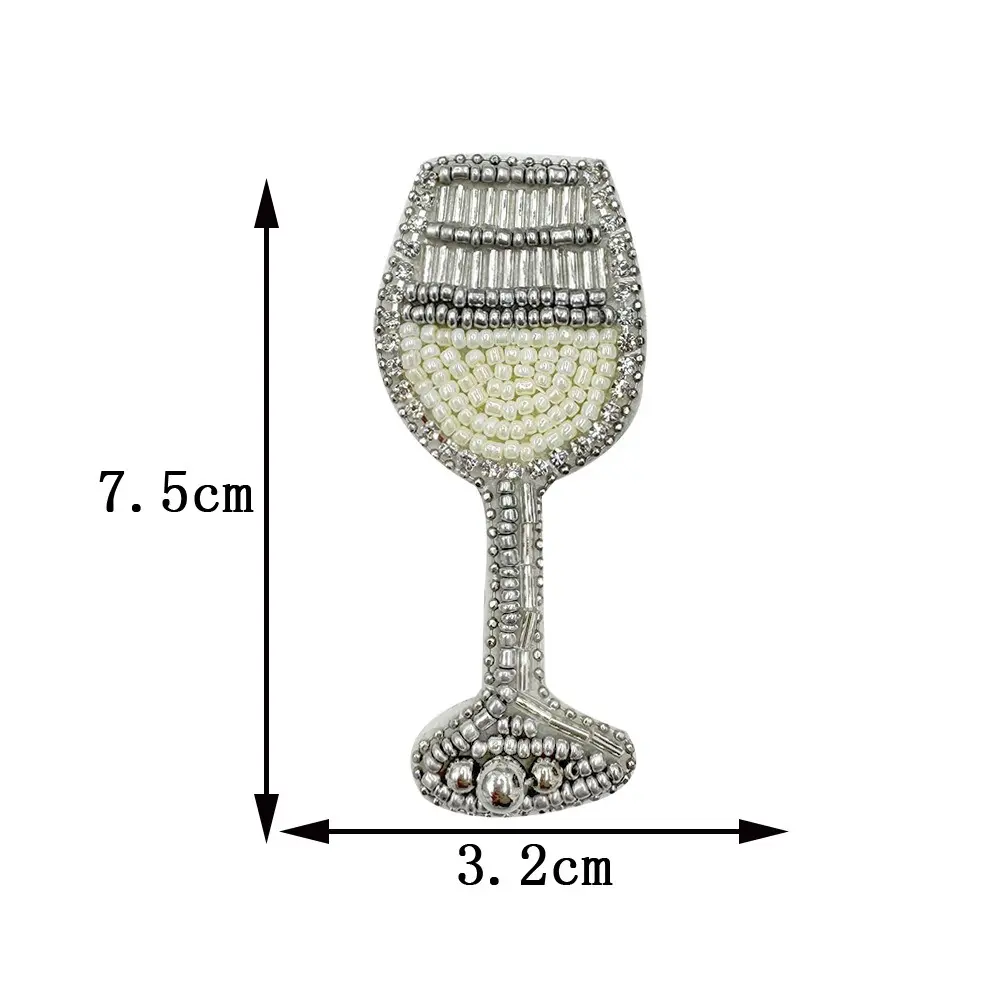 Juice Cup,Cocktail Cup,Champagne Glass,Beaded Rhinestones Brooch Sewing Appliques Patches interesting Fashion Decor For Clothing