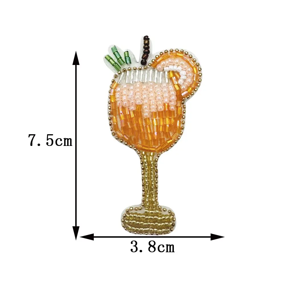 Juice Cup,Cocktail Cup,Champagne Glass,Beaded Rhinestones Brooch Sewing Appliques Patches interesting Fashion Decor For Clothing