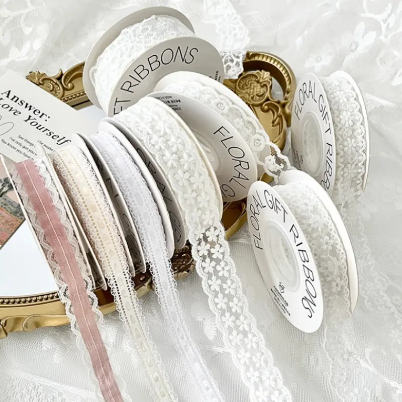Jacquard Lace Ribbon for Flower Bouquet Gift Packaging Ribbon Handmade DIY Webbing Decoration Lace Sewing Accessories