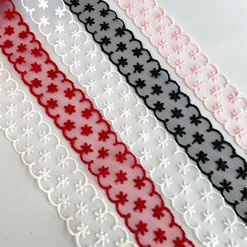 10yards 35mm Lace Embroidery Ribbon Flower Printing Mesh Ribbon For Handmade DIY Clothing Bow Gift Wrapping Decoration