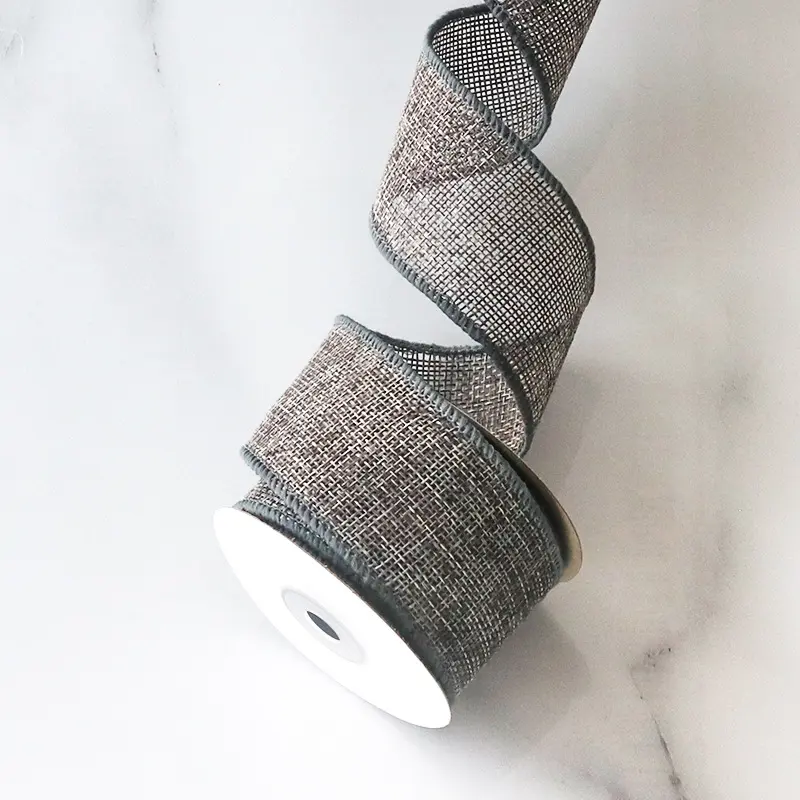 4cm 5Yards/Roll Imitation Linen Iron Wired Edge Ribbons DIY Crafts Burlap Ribbon Christmas Easter Wreath Decoration Bows Ribbon