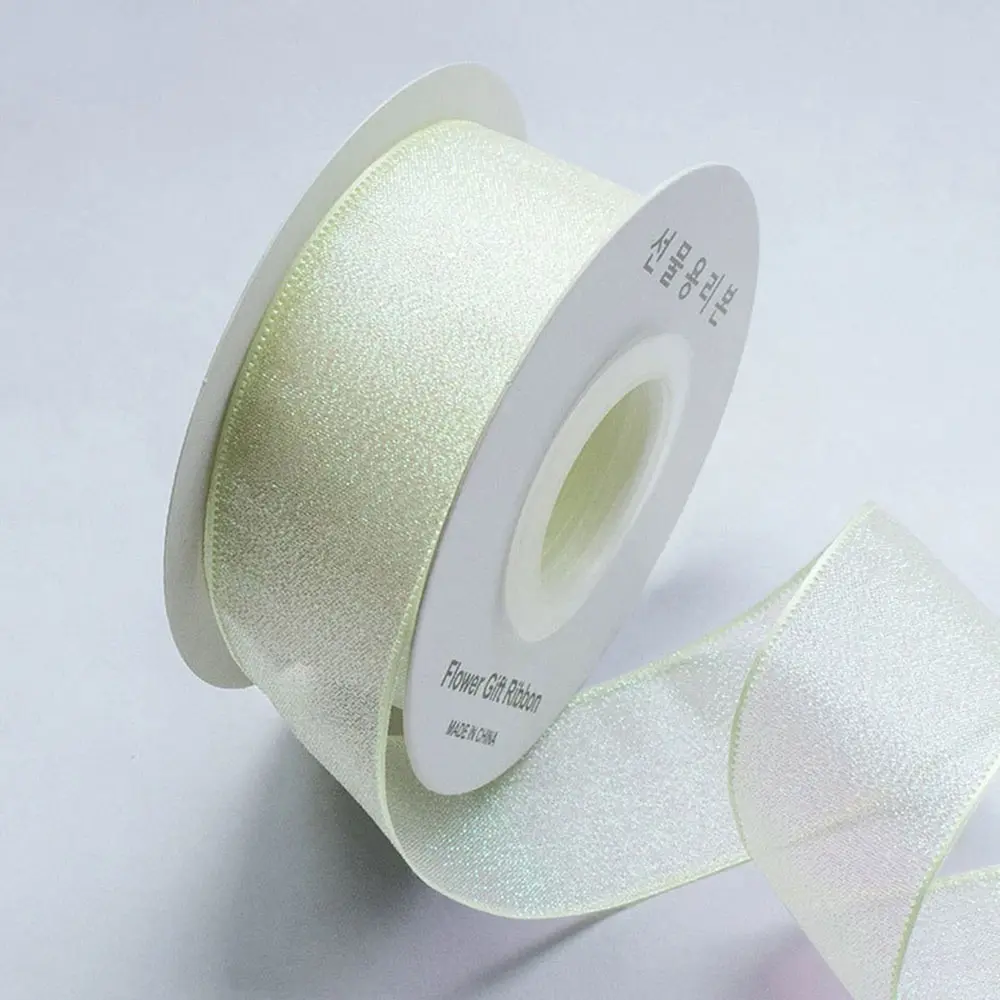 25mm/10 Yards Colourful Reflective Fishtail Yarn Ribbon Fantasy Mesh Ribbon Baby Shower Gift Wrapping Hair Corsages DIY Crafts