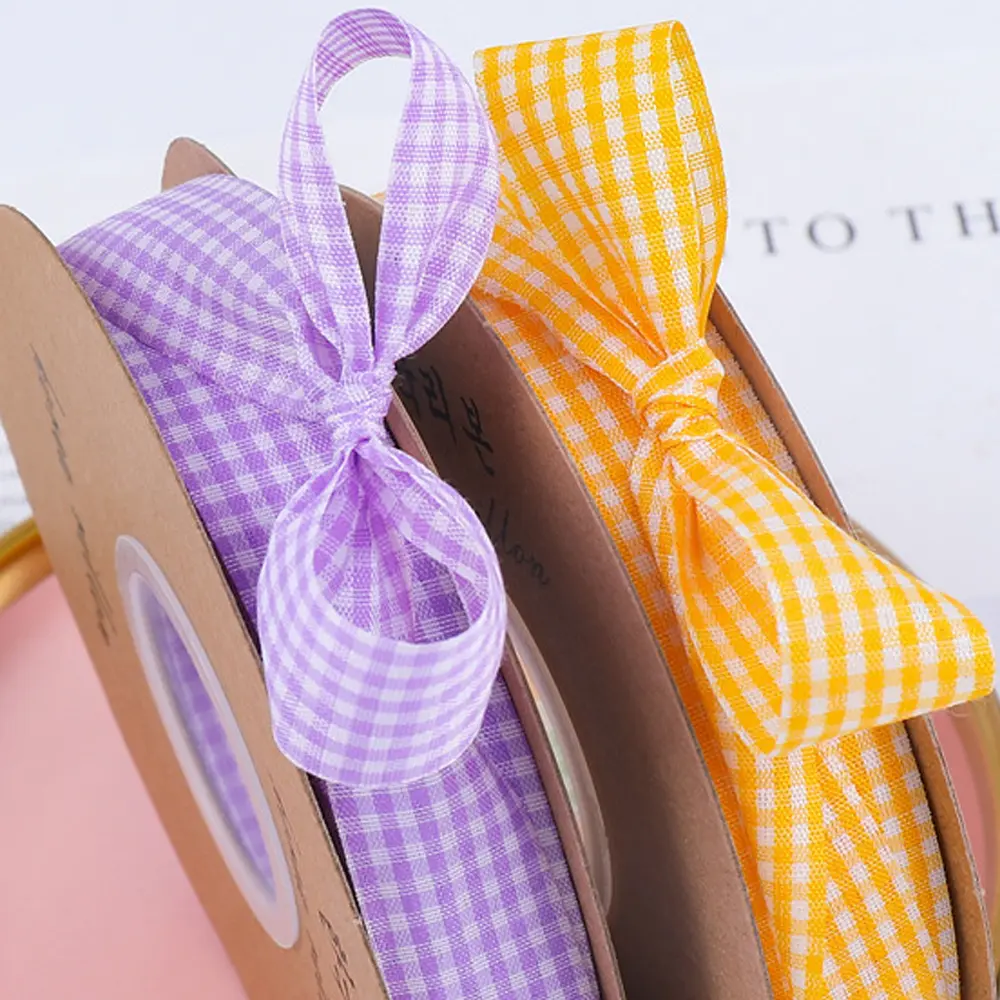 50Yard 1cm Plaid Ribbon Grid Ribbon For Home Wedding Christmas Party Decoration DIY Craft Gift Bouquet Wrapping Sewing Supplies