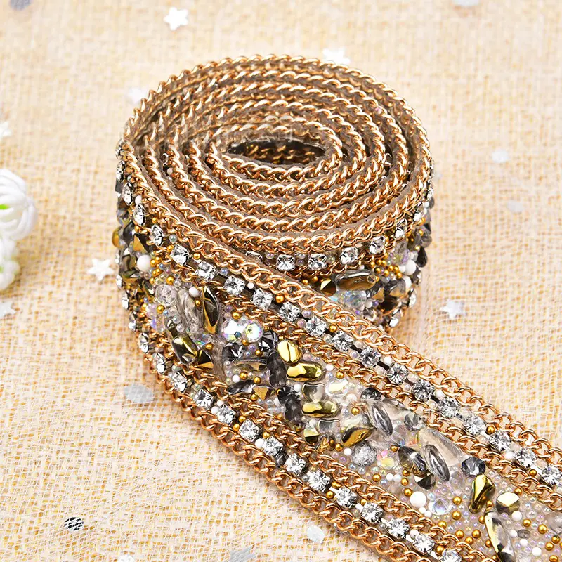 Gemstone Rhinestone Lace Rice Beads Backing Sticker Drilling Mesh Drilling Chip Rhinestone Long Resin Gravel For Home Applique