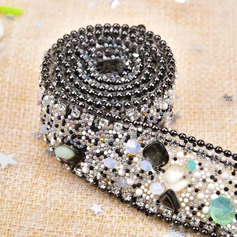 Gemstone Rhinestone Lace Rice Beads Backing Sticker Drilling Mesh Drilling Chip Rhinestone Long Resin Gravel For Home Applique