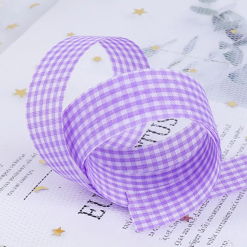 50Yard 1cm Plaid Ribbon Grid Ribbon For Home Wedding Christmas Party Decoration DIY Craft Gift Bouquet Wrapping Sewing Supplies