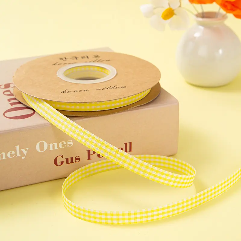 50Yard 1cm Plaid Ribbon Grid Ribbon For Home Wedding Christmas Party Decoration DIY Craft Gift Bouquet Wrapping Sewing Supplies