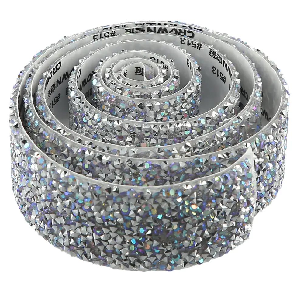 1 Yard Self-Adhesive Crystal Rhinestone Ribbon Diamond Rhinestone Bling Ribbons Roll Banding Belt Wrap for Party Crafts