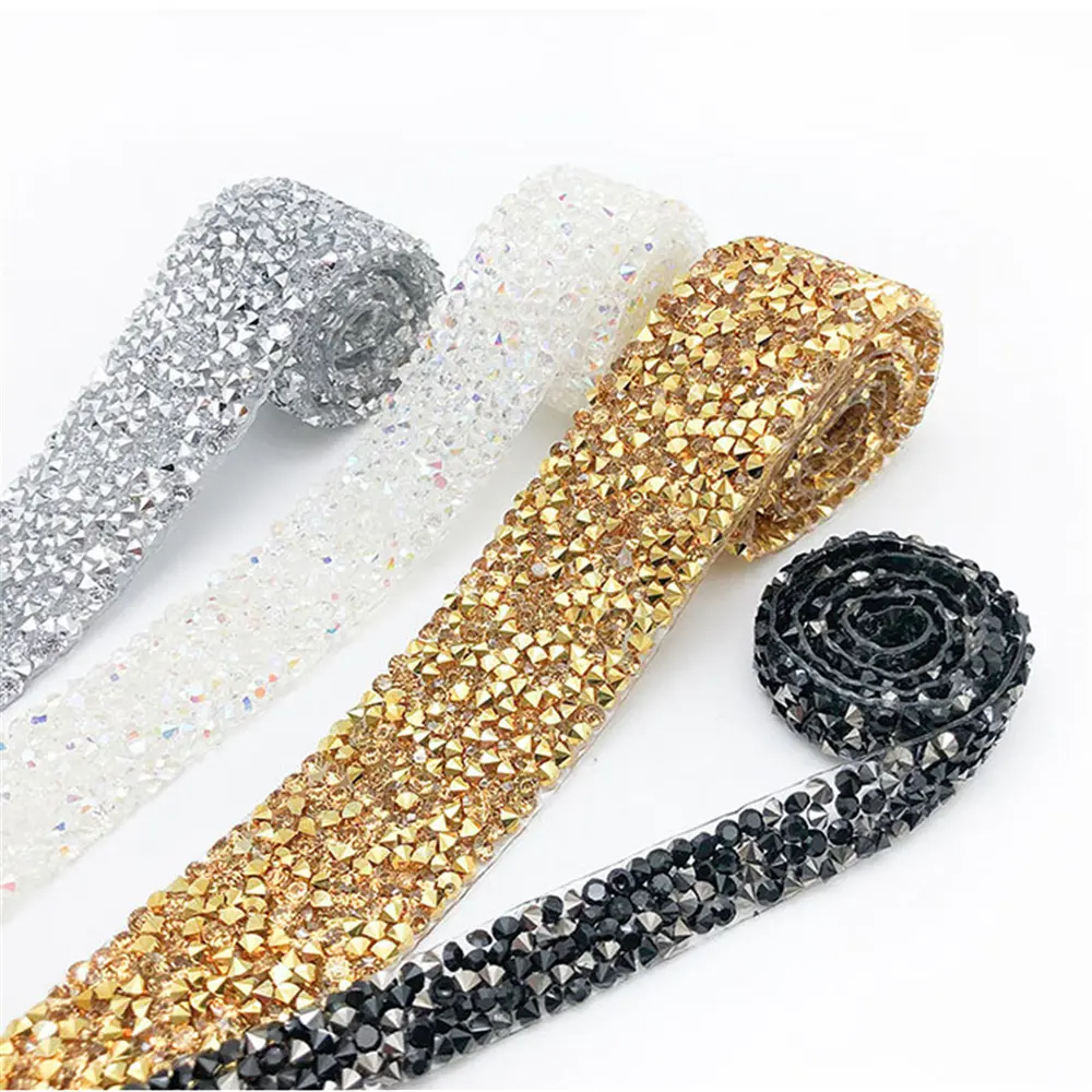 1 Yard 20mm Glitter Rhinestone Chain Tape Trim Resin Crystal Decoration DIY Belt Garment Strass Hotfix Applique Craft