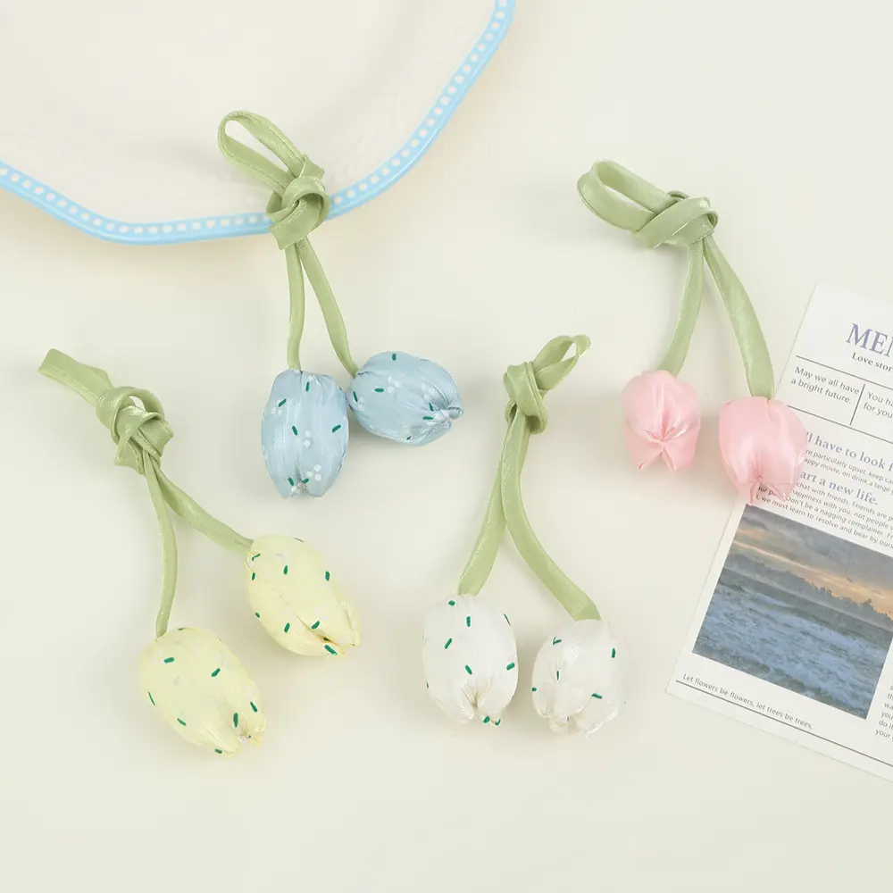 Sweet Tulip Bow Flowers Cake Decoration DIY Hairband Pillows Bags Crochet Patches Decorative 3D Flowers Garment Accessories
