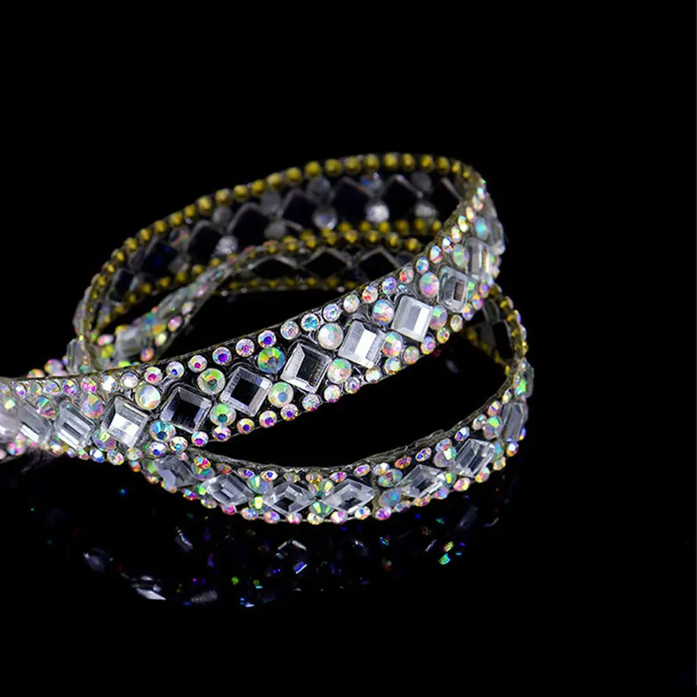 Crystal rhinestone Strip DIY Diamond Hot Fix Glitter Ribbon Decoration DIY Belt Clothing Accessories Hot-melt Adhesive Trim