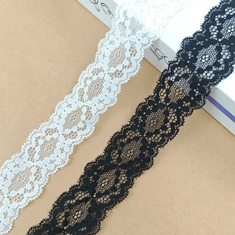 3.5cm 5yards Lace Ribbon Fabric Lace Trimmings Embroidered Wedding Gift Wrapping Ribbon Handmade DIY Craft Accessories