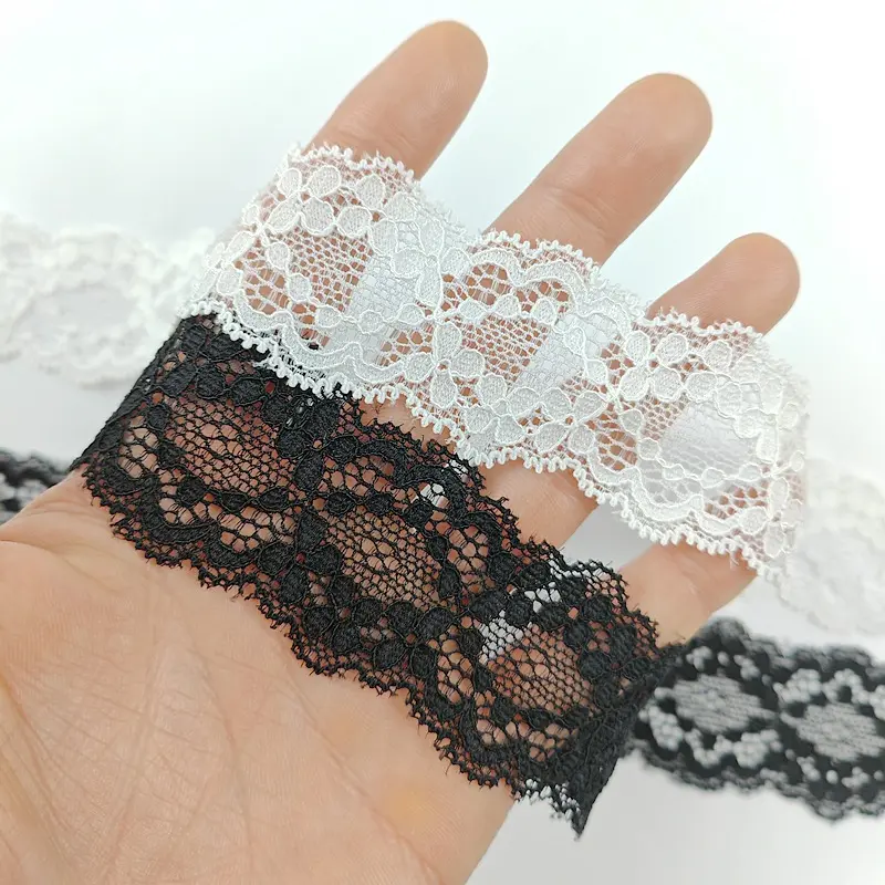 3.5cm 5yards Lace Ribbon Fabric Lace Trimmings Embroidered Wedding Gift Wrapping Ribbon Handmade DIY Craft Accessories