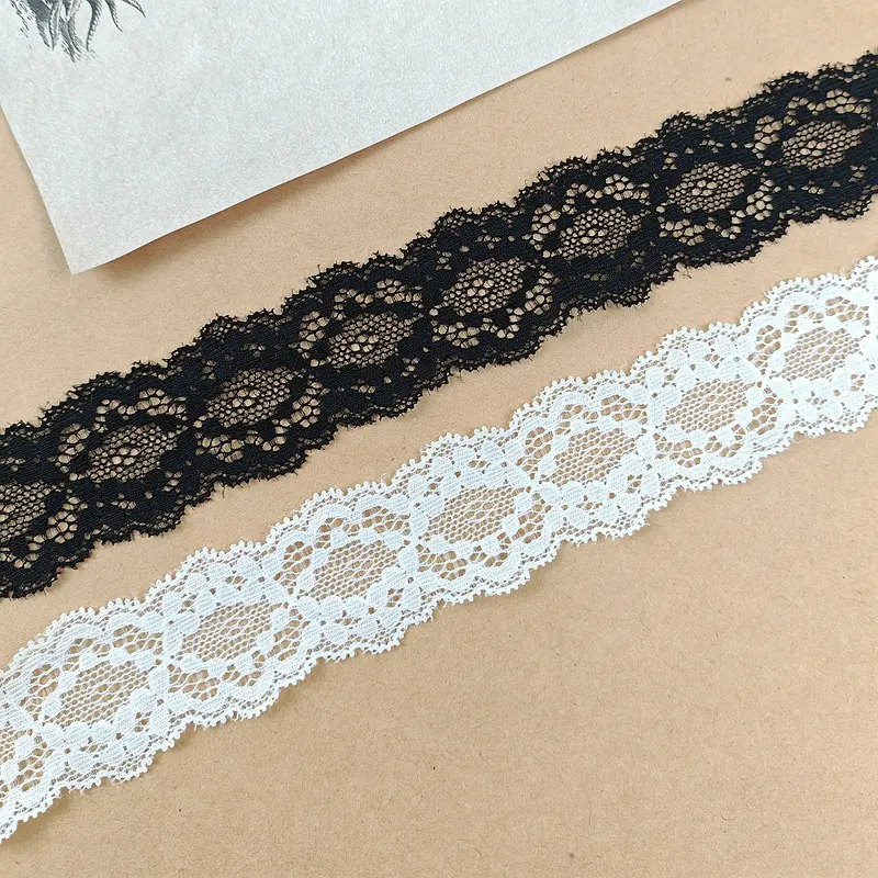 3.5cm 5yards Lace Ribbon Fabric Lace Trimmings Embroidered Wedding Gift Wrapping Ribbon Handmade DIY Craft Accessories