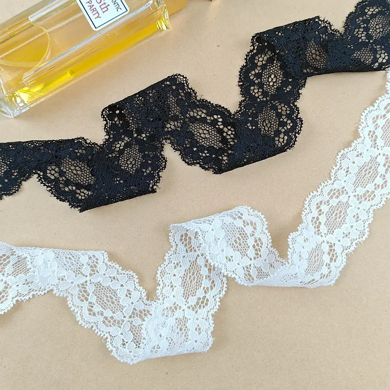 3.5cm 5yards Lace Ribbon Fabric Lace Trimmings Embroidered Wedding Gift Wrapping Ribbon Handmade DIY Craft Accessories