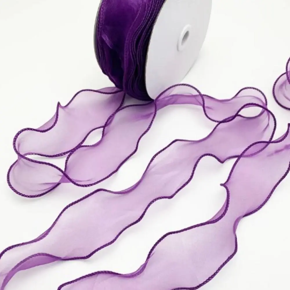 60mm 4.5meters Wave Fishtail Organza Ribbon Bow Material for Hair Ornament Gift Wrapping Decoration Flower Packaging Lace Ribbon