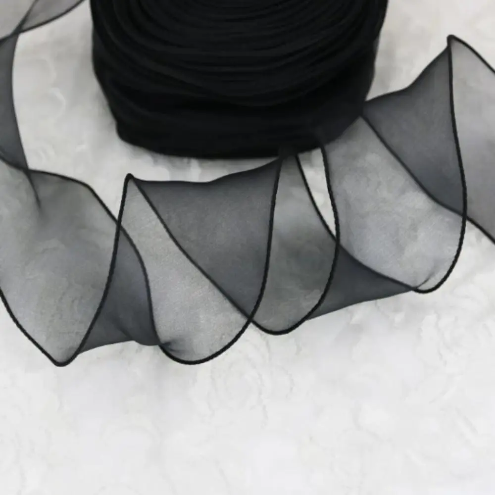 60mm 4.5meters Wave Fishtail Organza Ribbon Bow Material for Hair Ornament Gift Wrapping Decoration Flower Packaging Lace Ribbon