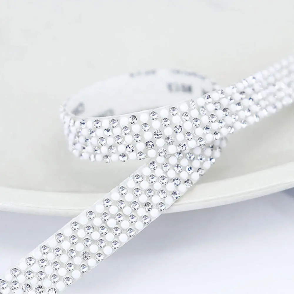 Self Adhesive Crystal Rhinestone Sticker Artificial Pearl Diamond Ribbon DIY Decoration Rhinestones For Arts Crafts Sewing DIY