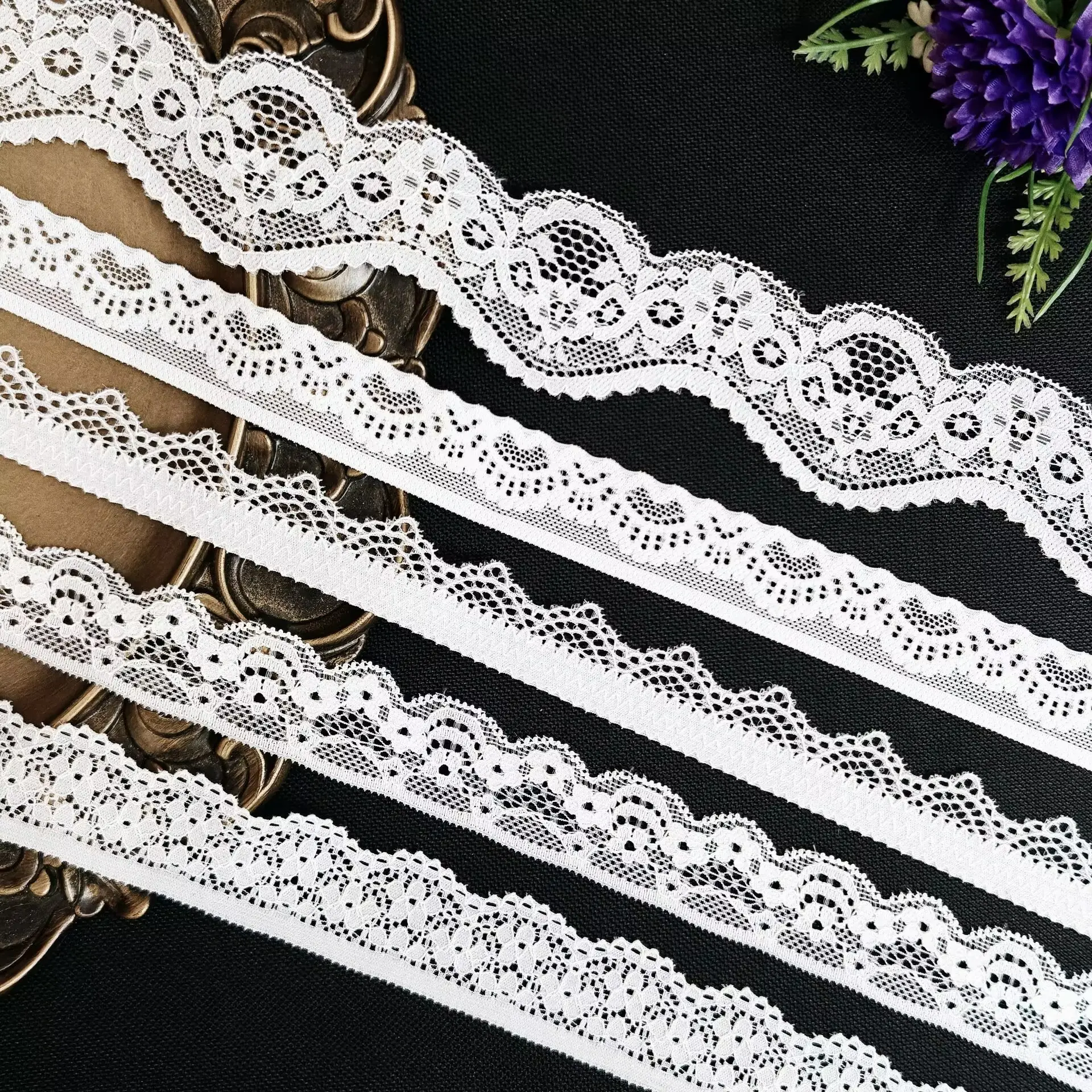 5 Yards White Lace Ribbon Soluble Embroidery Lace  Elastic Ribbon Trim Fabric For Sewing Apparel Accessories Handmade DIY Crafts