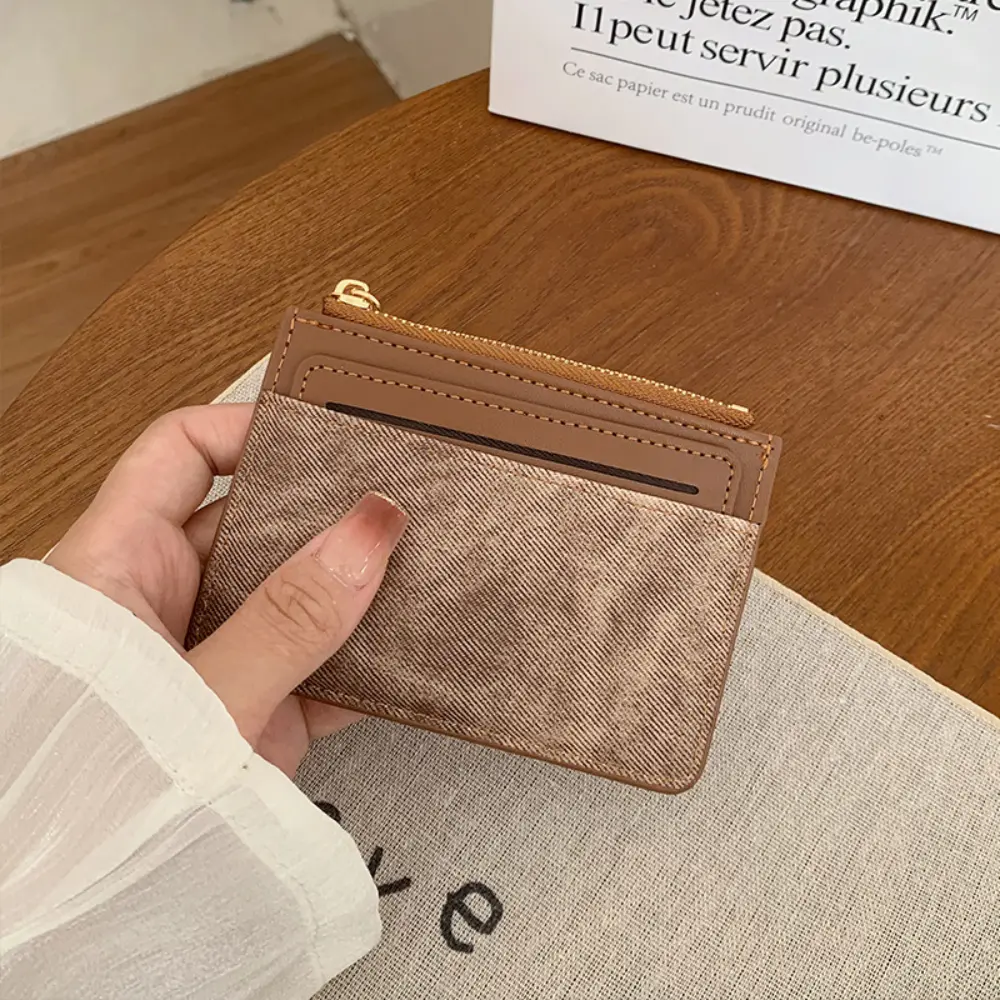 Keychain Wallet Solid Color Pu Leather Wallet Coin Purse Thin Card Holder For Gifts Organization Minimalist Wallet