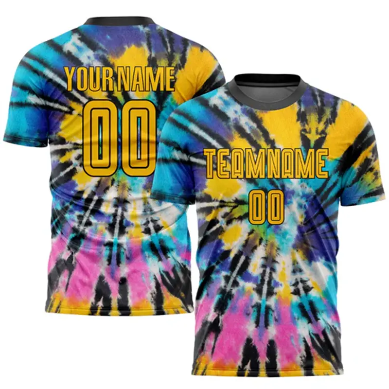 Tie-dye Print Custom Football Jersey Men Clothing Personality Team Name Y2k Tee Top Summer Fashion Hip Hop Street Children Tees