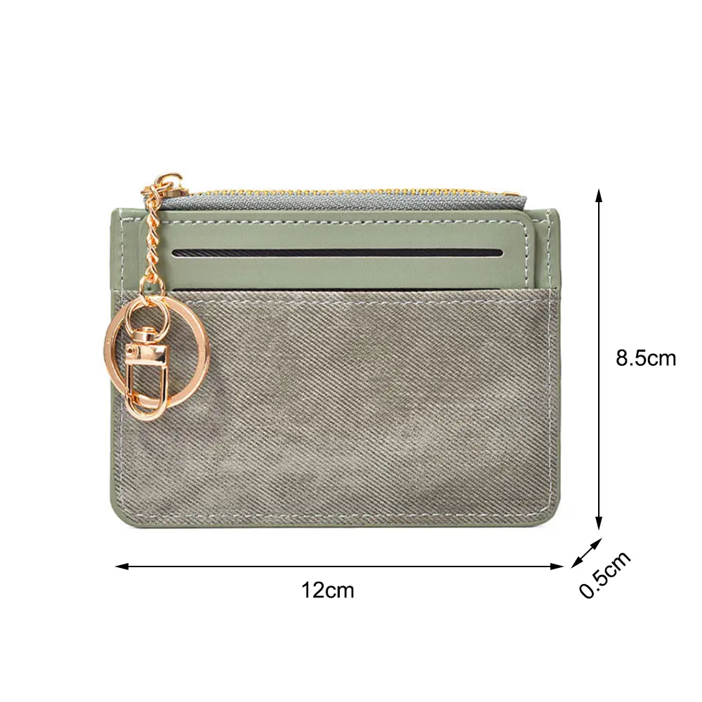 Keychain Wallet Solid Color Pu Leather Wallet Coin Purse Thin Card Holder For Gifts Organization Minimalist Wallet