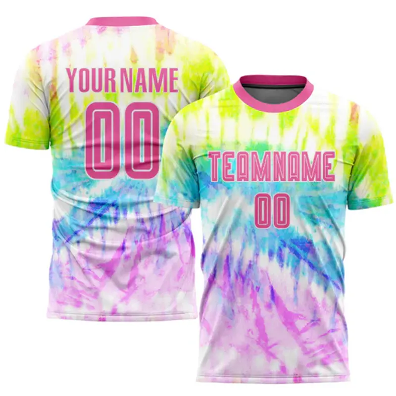 Tie-dye Print Custom Football Jersey Men Clothing Personality Team Name Y2k Tee Top Summer Fashion Hip Hop Street Children Tees