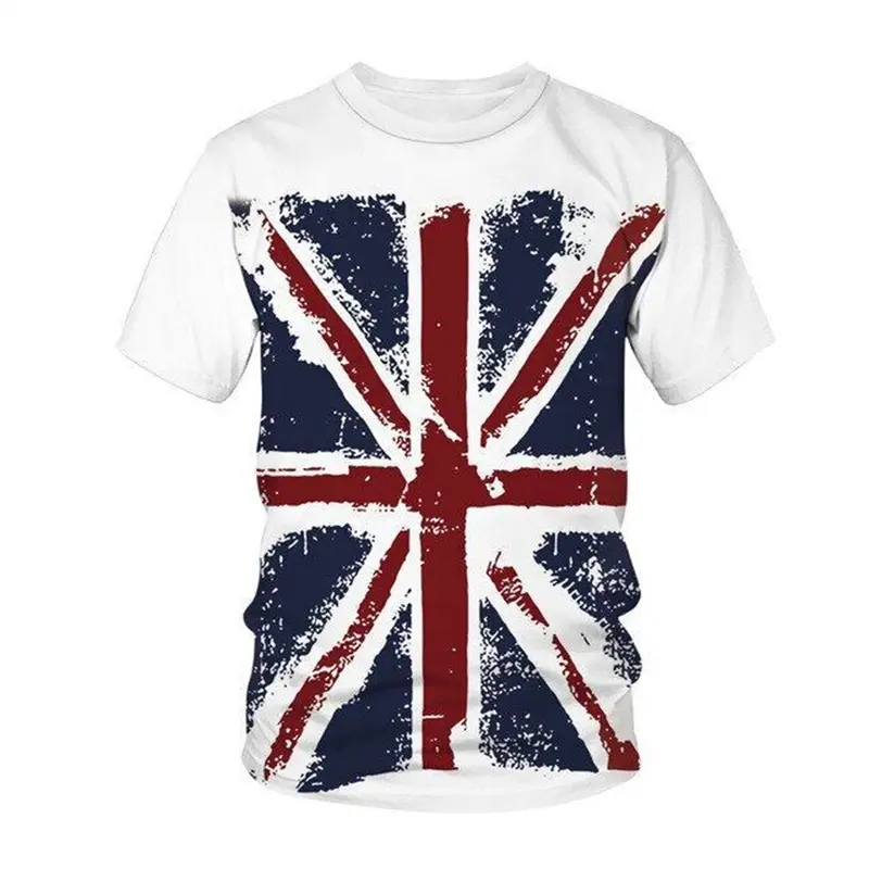 National Flag 3d Printed Design T-shirt For Men USA UK Pattern Short Sleeve Tee Shirts Street Harajuku O-neck Oversized Tees Top