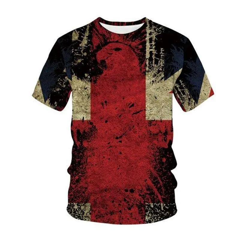 National Flag 3d Printed Design T-shirt For Men USA UK Pattern Short Sleeve Tee Shirts Street Harajuku O-neck Oversized Tees Top