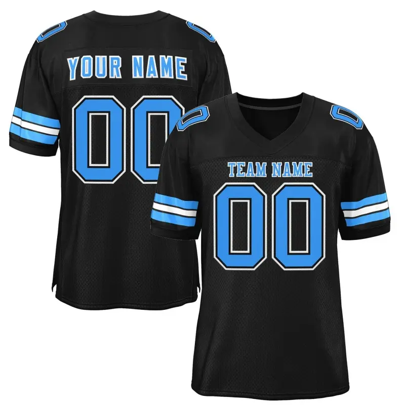 Customized Football T-shirt Men Clothing Funny Personality Street V Neck Black Jersey T Shirts DIY Name Custom Men Tee Top 2025
