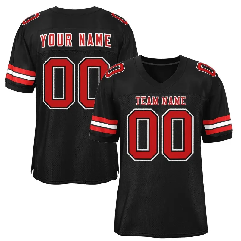 Customized Football T-shirt Men Clothing Funny Personality Street V Neck Black Jersey T Shirts DIY Name Custom Men Tee Top 2025
