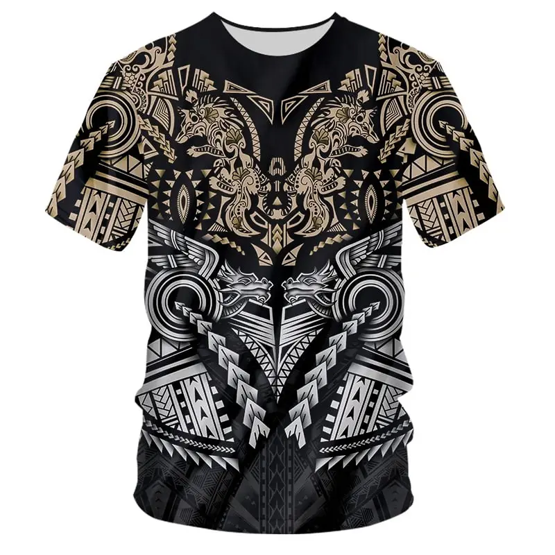 Polynesian 3D Print T-shirt Men's Clothing Short Sleeve O-neck Casual T Shirts Street Style Harajuku Oversized Soft Tees Tops