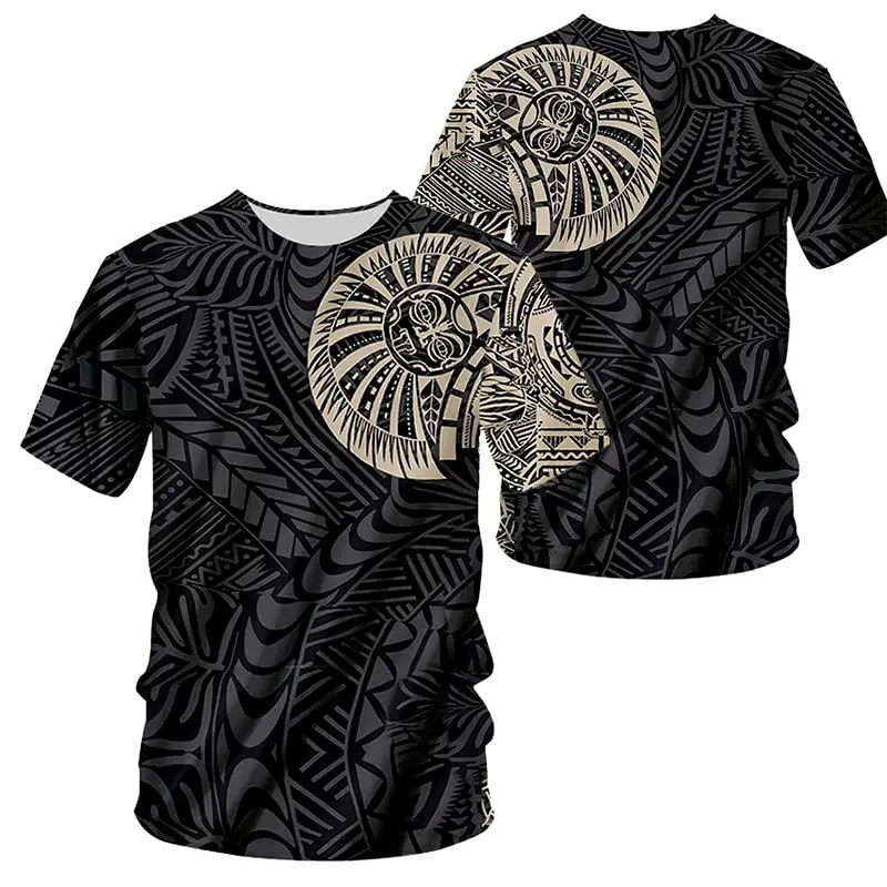 Polynesian 3D Print T-shirt Men's Clothing Short Sleeve O-neck Casual T Shirts Street Style Harajuku Oversized Soft Tees Tops