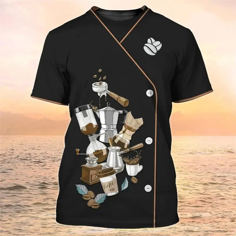 Barista Work Cosplay T-shirt Clothes Men Women O-neck Short Sleeves T Shirts 3D Print Coffee Funny Fashion 2024 Oversized Tees
