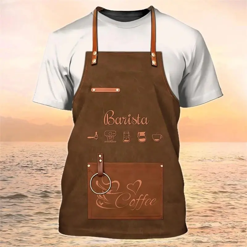 Barista Work Cosplay T-shirt Clothes Men Women O-neck Short Sleeves T Shirts 3D Print Coffee Funny Fashion 2024 Oversized Tees