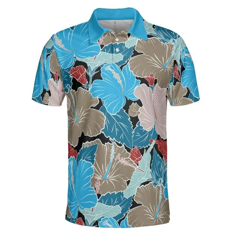 Pink Cherry Blossoms Polo Shirt For Men Outdoor Casual Flower Plant Print Breathable Golf Shirts Harajuku Trendy Summer T-shirt