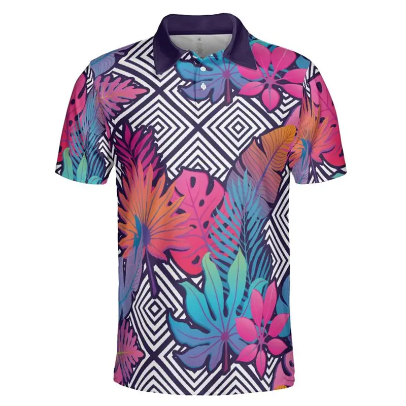 Pink Cherry Blossoms Polo Shirt For Men Outdoor Casual Flower Plant Print Breathable Golf Shirts Harajuku Trendy Summer T-shirt
