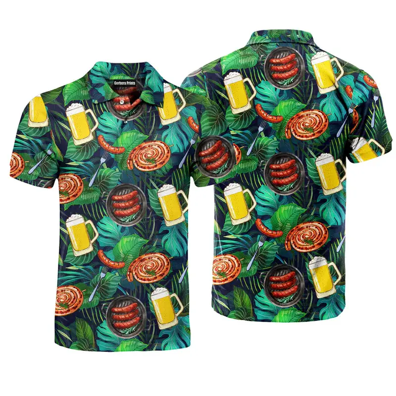 Food Lover Funny Print Polo Shirt Men Women Outdoor Camping BBQ Personality Short Sleeve Golf Shirts Pizza Cake Graphic Tee Top